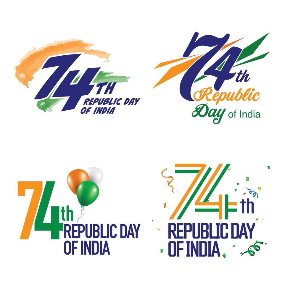 joyeux 74e jour de la république des unités indiennes avec des éléments tricolores vecteur