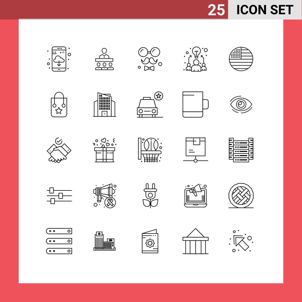 pack d'icônes vectorielles stock de 25 signes et symboles de ligne pour les éléments de conception vectoriels modifiables de l'équipe de bord de travail du drapeau vecteur