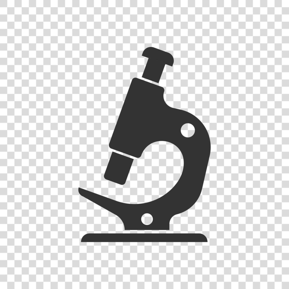 icône de microscope dans un style plat. illustration vectorielle de loupe de laboratoire sur fond isolé. concept d'entreprise de signe d'instrument de biologie. vecteur