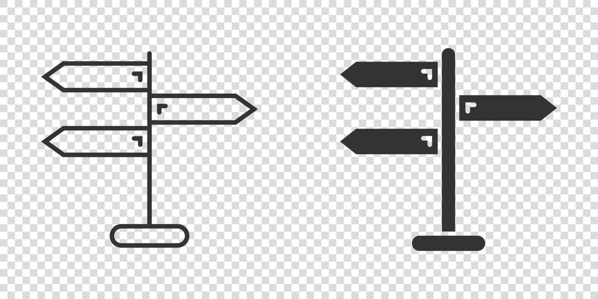 icône de panneau de carrefour dans un style plat. illustration vectorielle de direction de la route sur fond blanc isolé. concept d'entreprise de signalisation routière. vecteur