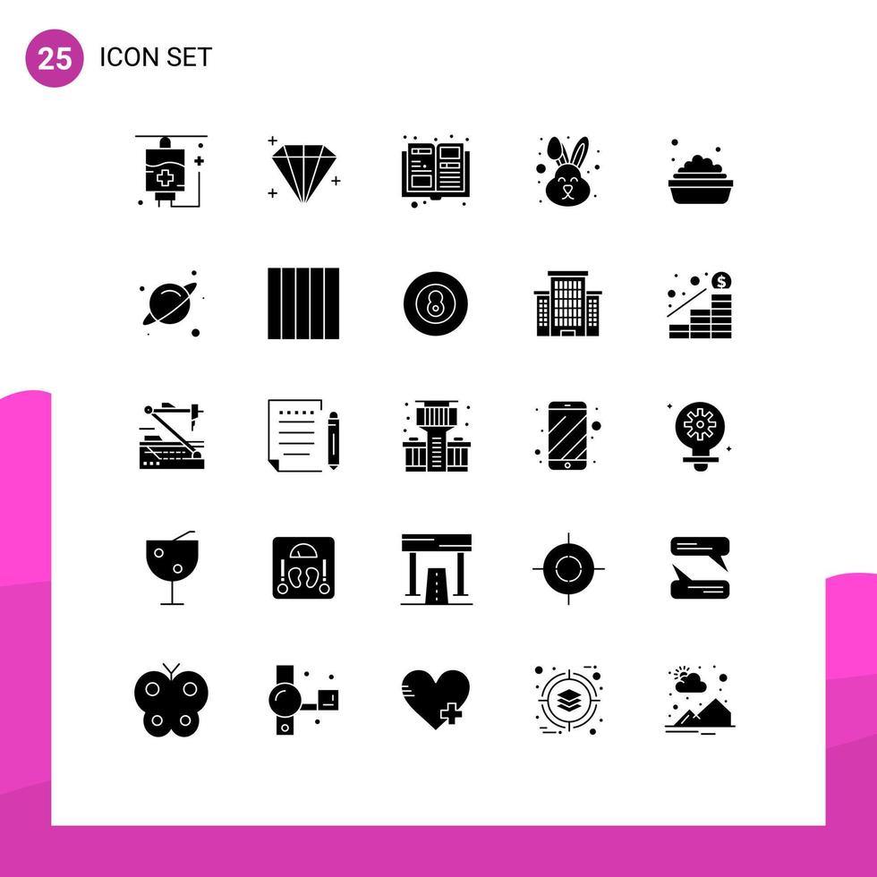 25 concept de glyphe solide pour les sites Web mobiles et applications science lavage magazine nettoyage visage éléments de conception vectoriels modifiables vecteur