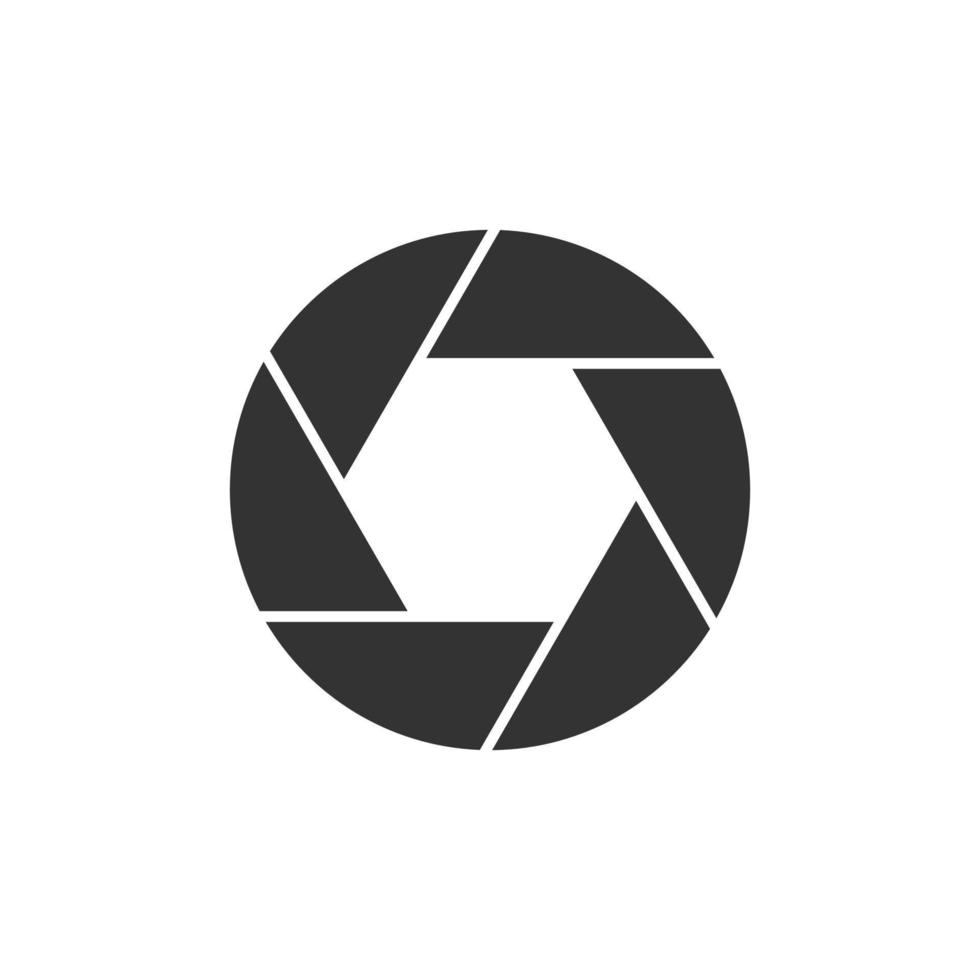 icône de diaphragme de caméra dans un style plat. signe de lentille illustration vectorielle sur fond blanc isolé. concept d'entreprise d'instantané photo. vecteur