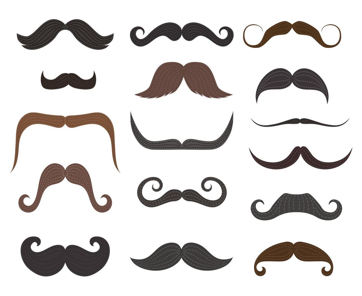 icônes vectorielles de styles de moustache hommes vecteur