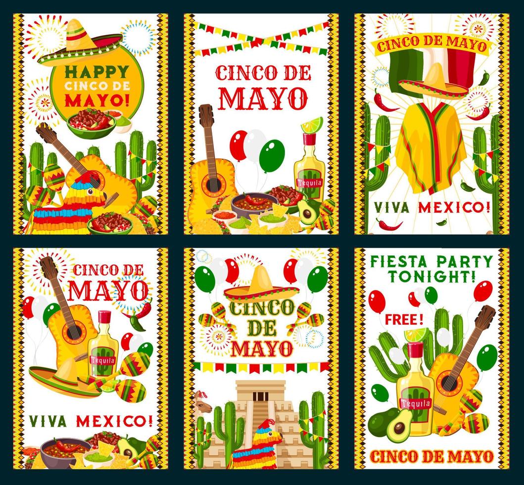 vecteur mexicain cinco de mayo cartes de vœux