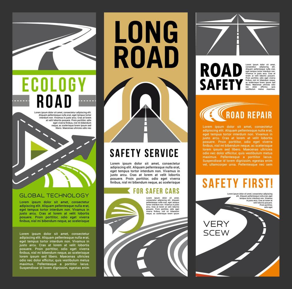 bannières de service de sécurité routière et d'écologie de l'autoroute vecteur