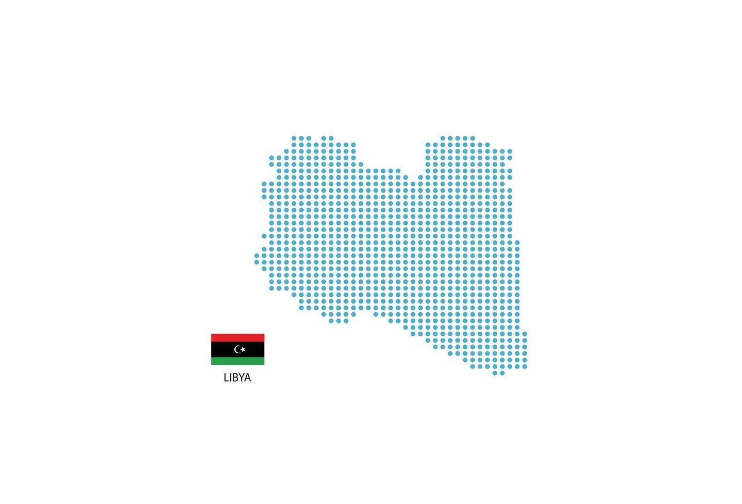 conception de carte de libye cercle bleu, fond blanc avec le drapeau de la libye. vecteur