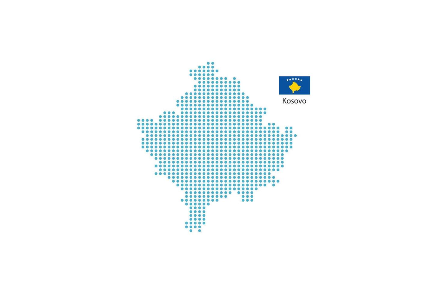 cercle bleu de conception de carte du kosovo, fond blanc avec le drapeau du kosovo. vecteur