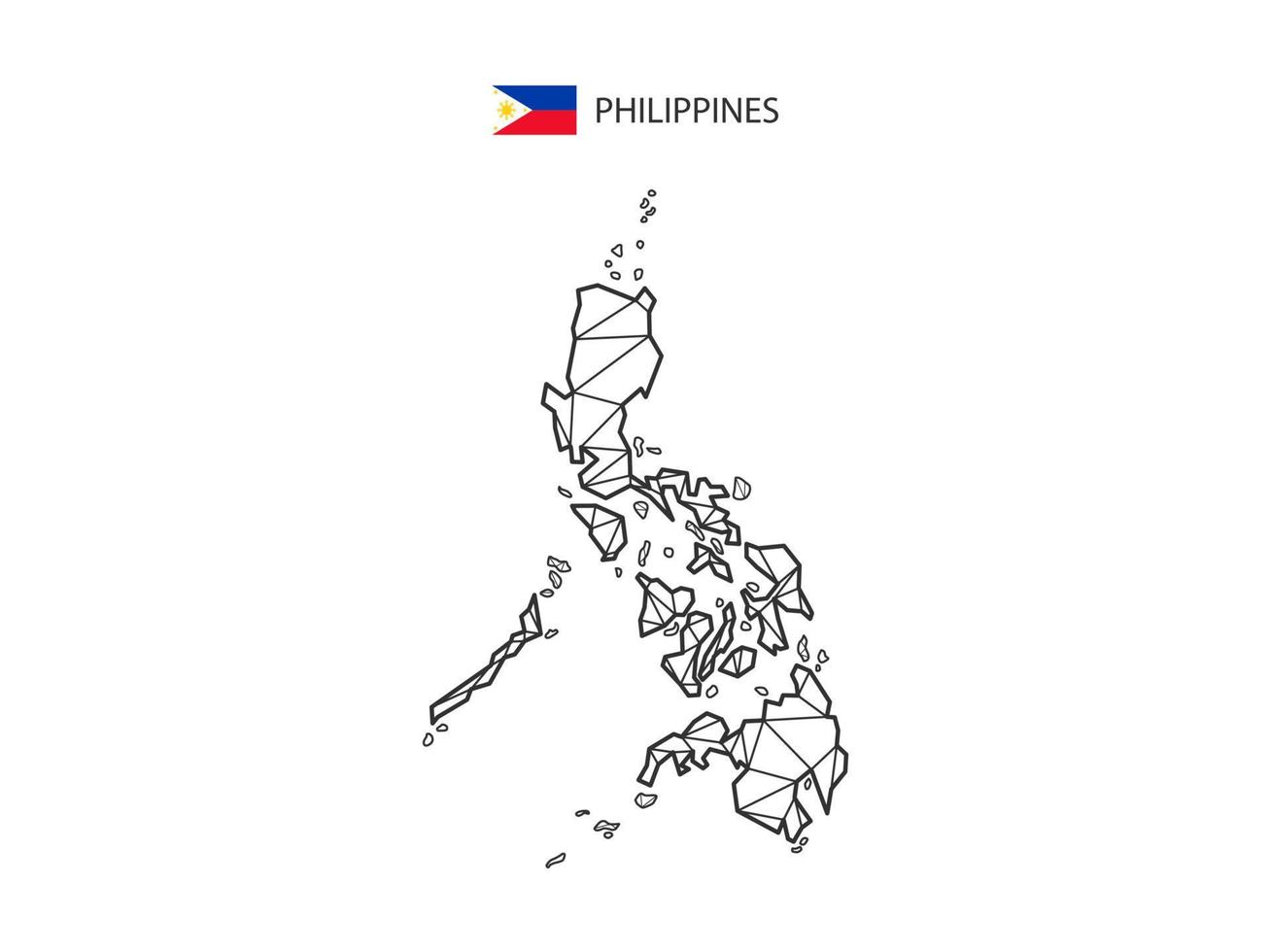 triangles de mosaïque style de carte des philippines isolé sur fond blanc. dessin abstrait pour le vecteur. vecteur