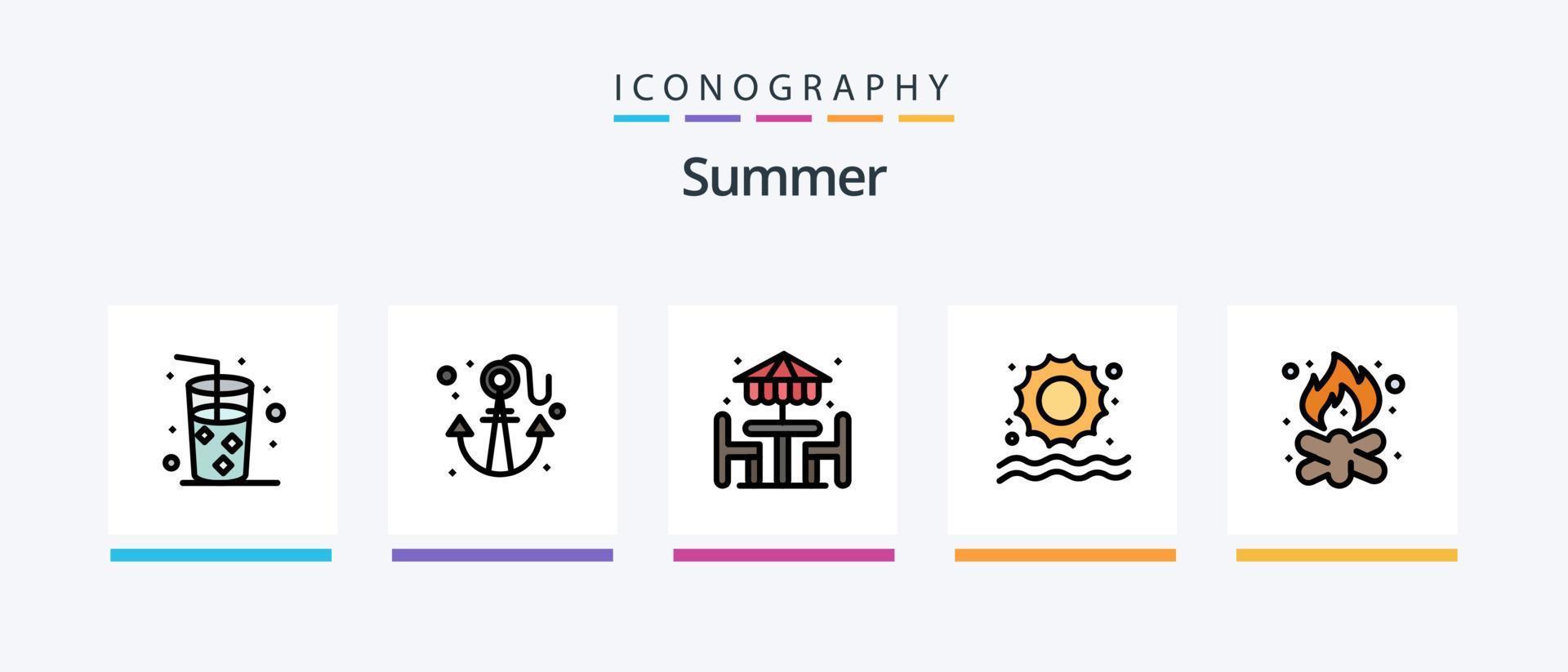 ligne d'été remplie de 5 packs d'icônes comprenant. cône. meubles. décoration. conception d'icônes créatives vecteur