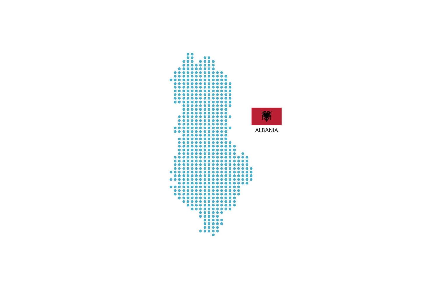 cercle bleu de conception de carte de l'albanie, fond blanc avec le drapeau de l'albanie. vecteur