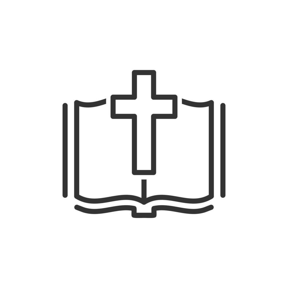 icône de livre biblique dans un style plat. illustration vectorielle de foi de l'église sur fond blanc isolé. concept d'entreprise de spiritualité. vecteur