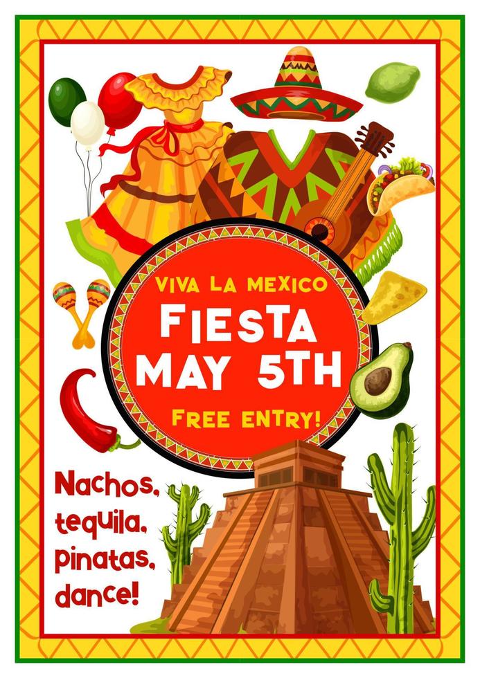 invitation à une fête mexicaine de cinco de mayo vecteur