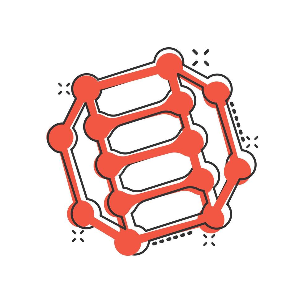 icône de molécule d'adn dans le style comique. illustration de vecteur de dessin animé d'atome sur fond blanc isolé. concept d'entreprise de signe d'effet d'éclaboussure de spirale moléculaire.