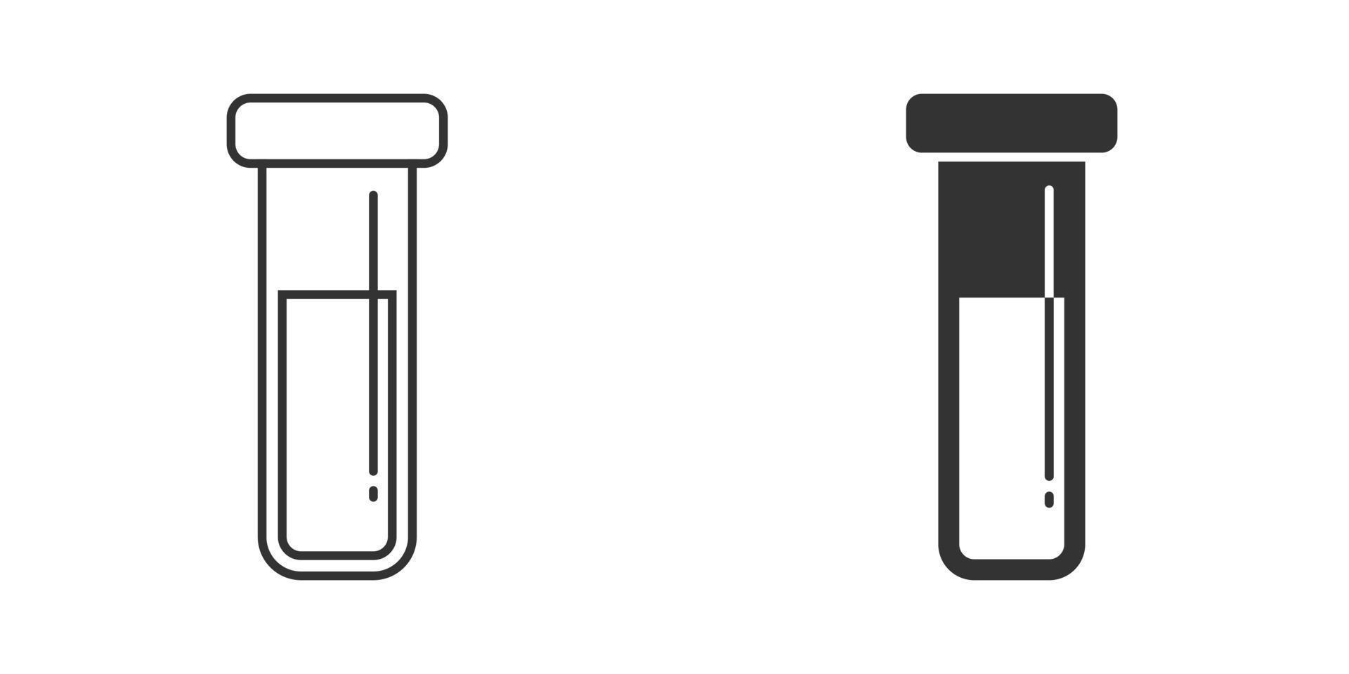 sang dans l'icône du tube à essai dans un style plat. illustration vectorielle de flacon de laboratoire sur fond isolé. liquide dans le concept d'entreprise de signe de bécher. vecteur