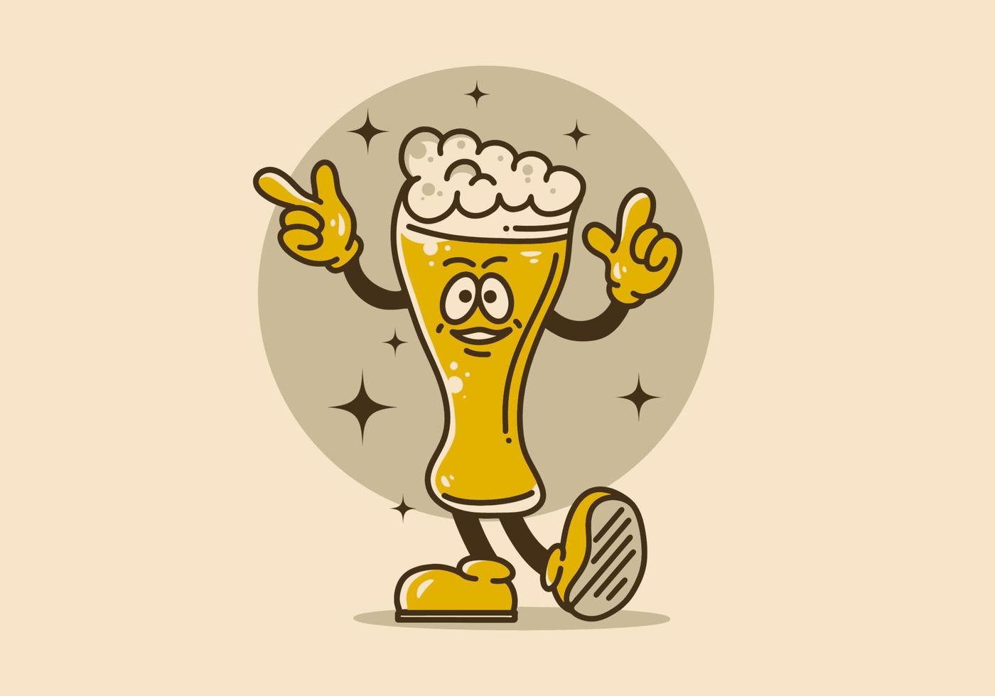 conception d'illustration de verre à bière avec les mains et les pieds vecteur