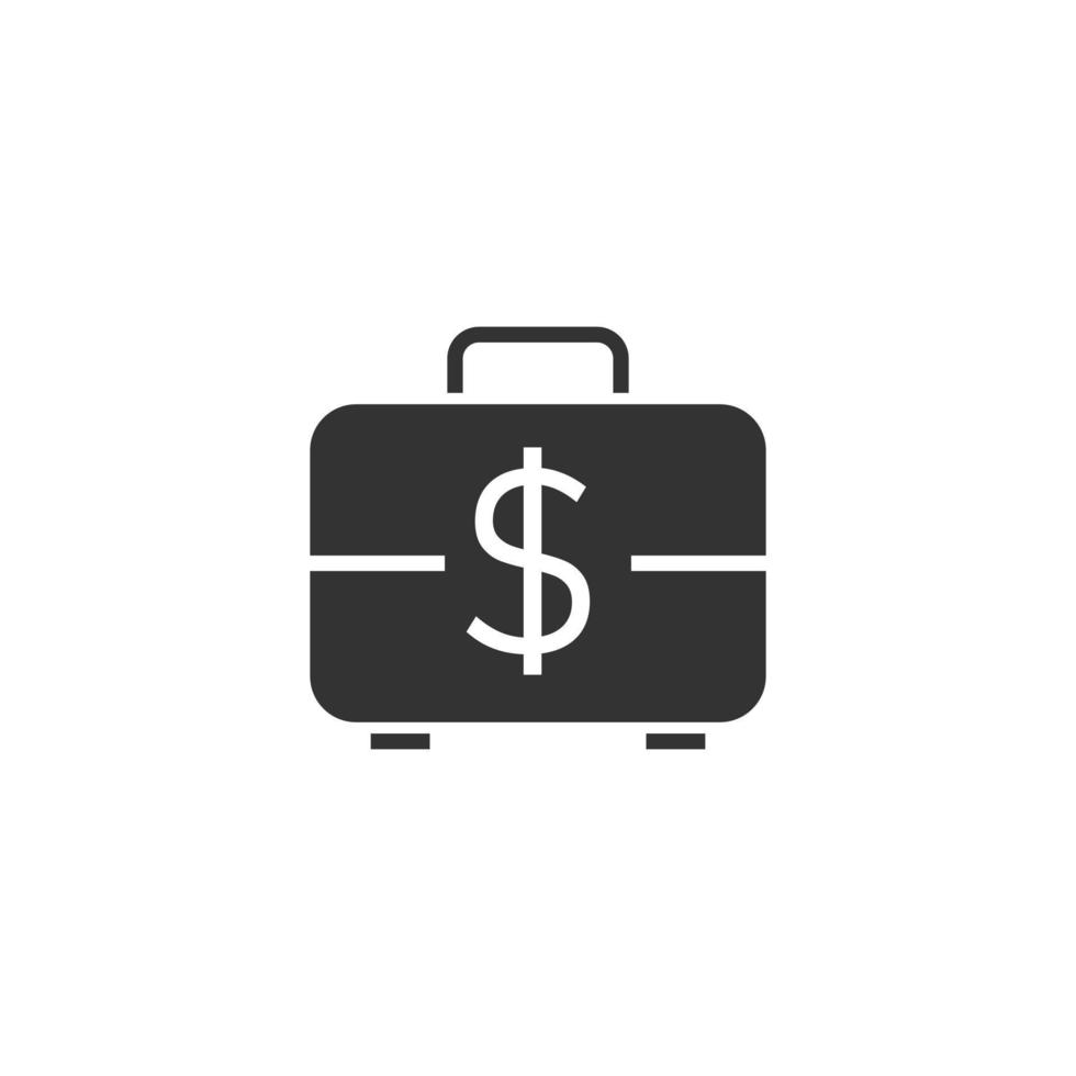icône de porte-documents d'argent dans un style plat. illustration vectorielle de caisse sur fond blanc isolé. concept d'entreprise financière. vecteur