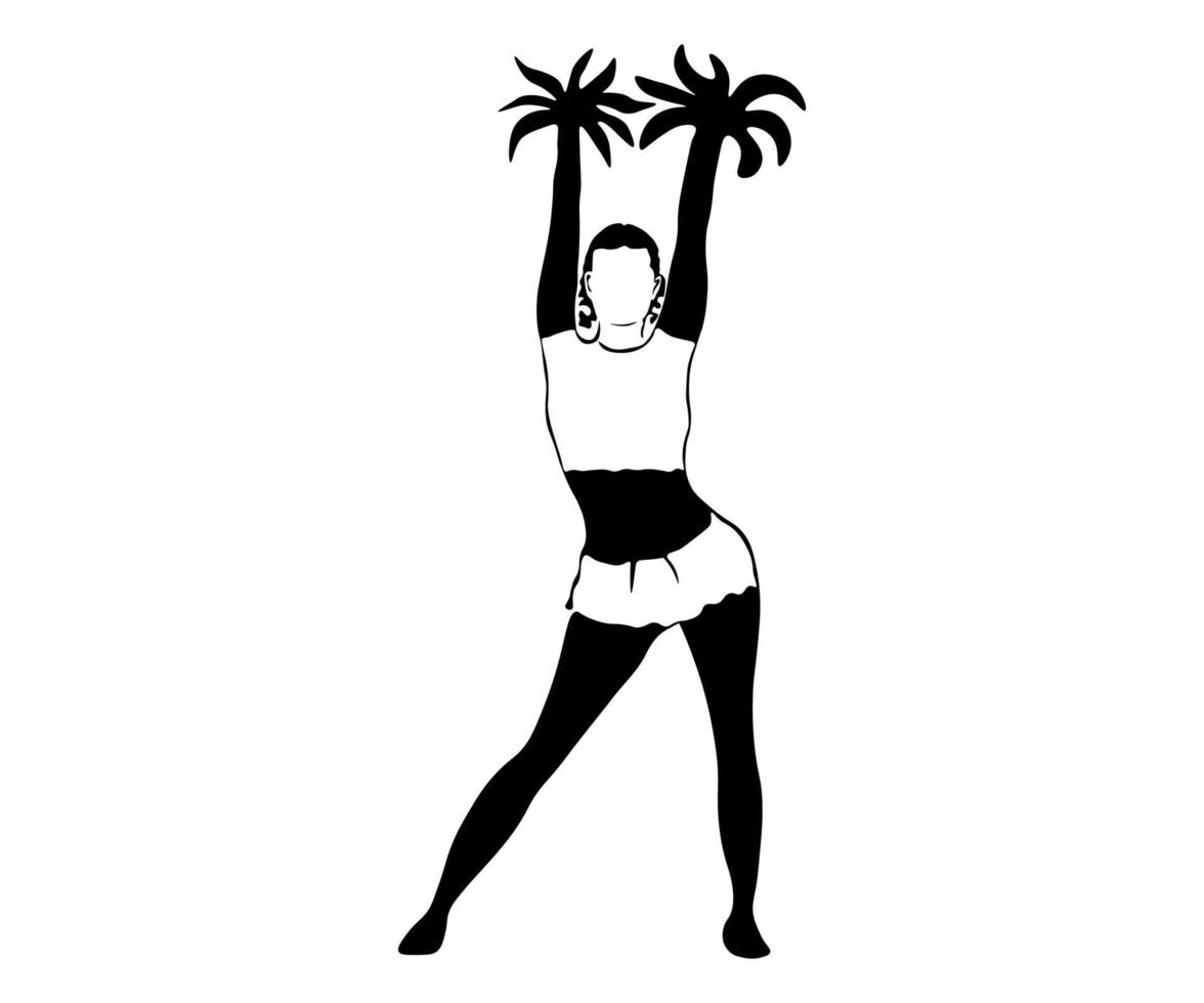 logo fille pom-pom girl noir et blanc vecteur