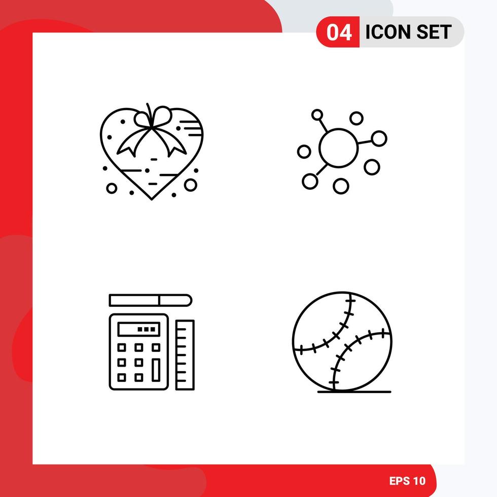 pack de 4 couleurs plates remplies créatives d'éléments de conception vectoriels modifiables à l'échelle de la pièce de monnaie de la saint-valentin vecteur
