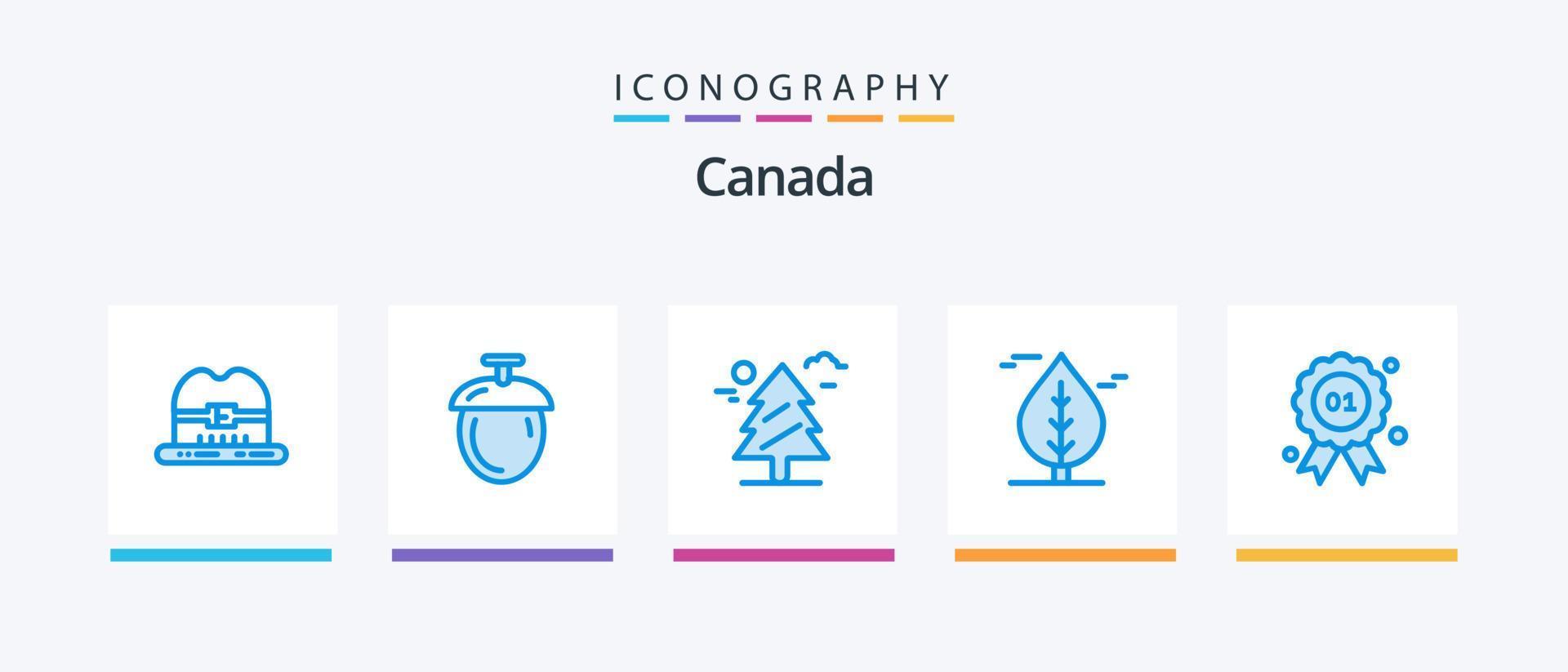 pack d'icônes bleu canada 5 comprenant. qualité. weald. badge. plante. conception d'icônes créatives vecteur