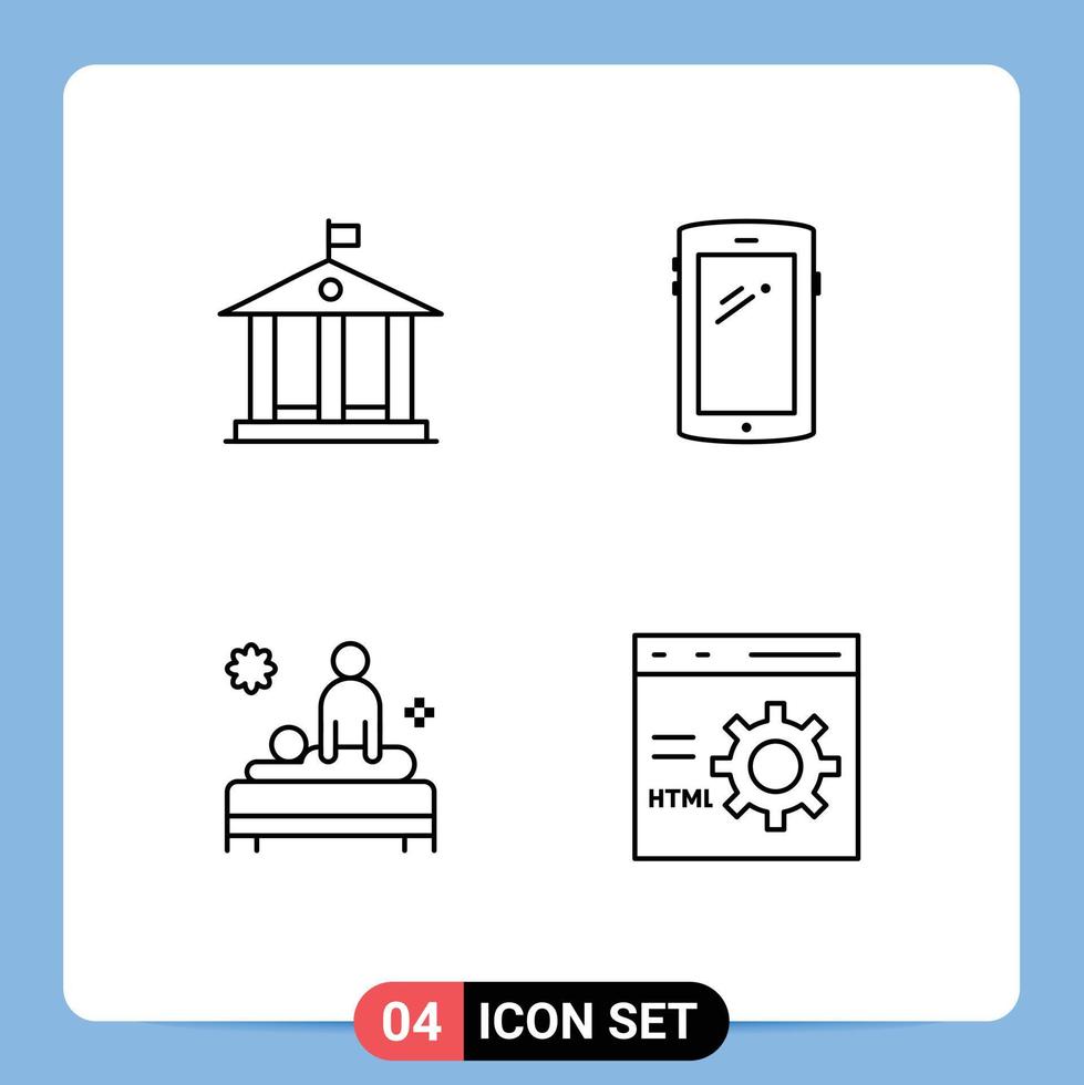 ensemble de 4 symboles d'icônes d'interface utilisateur modernes signes pour banque corps téléphone android massage éléments de conception vectoriels modifiables vecteur