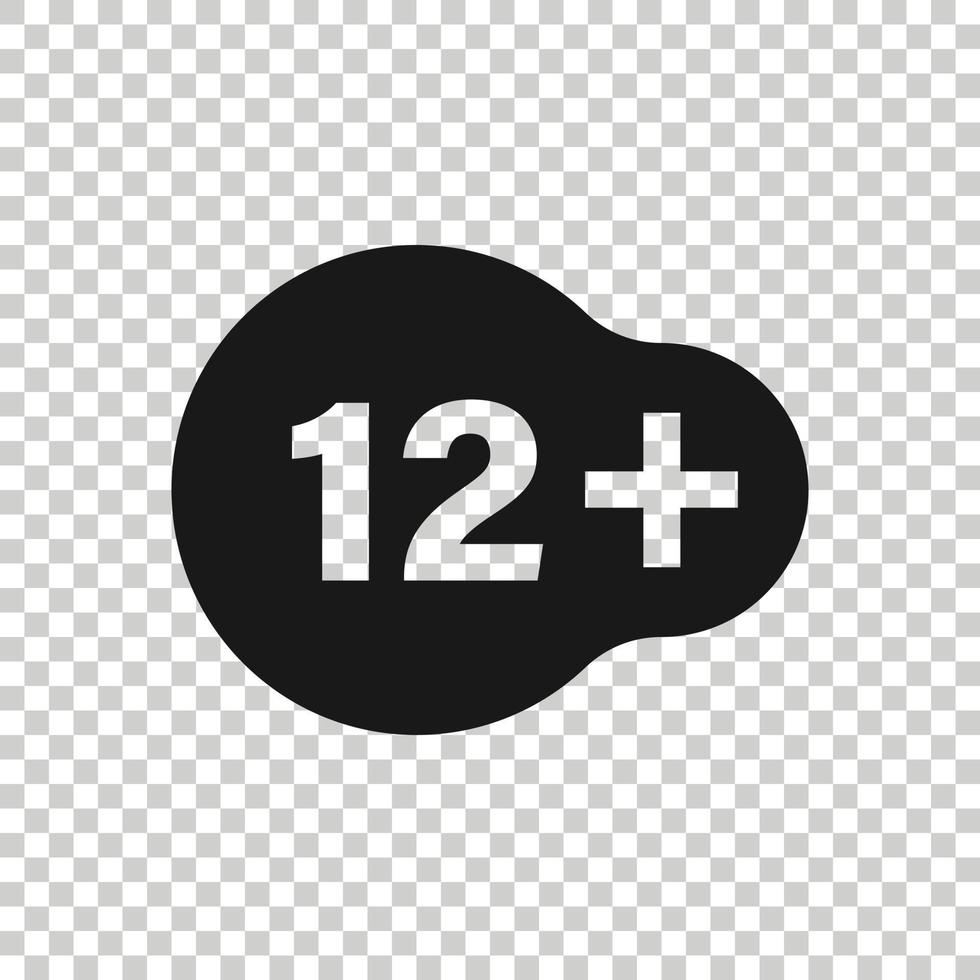 icône douze plus dans un style plat. 12 illustration vectorielle sur fond blanc isolé. concept d'entreprise censuré. vecteur