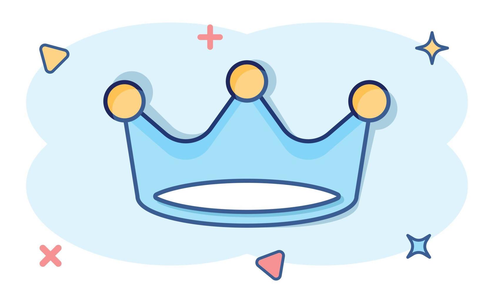 icône de diadème de couronne de dessin animé de vecteur dans le style comique. pictogramme d'illustration de la couronne de redevances. roi, concept d'effet d'éclaboussure d'entreprise de royalties de princesse.