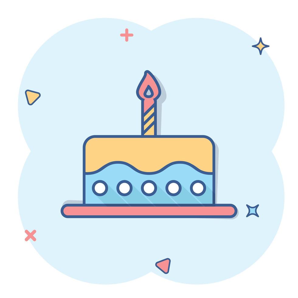 icône de gâteau d'anniversaire de dessin animé dans le style comique. pictogramme d'illustration de signe de muffin de tarte fraîche. concept d'entreprise de petit gâteau. vecteur