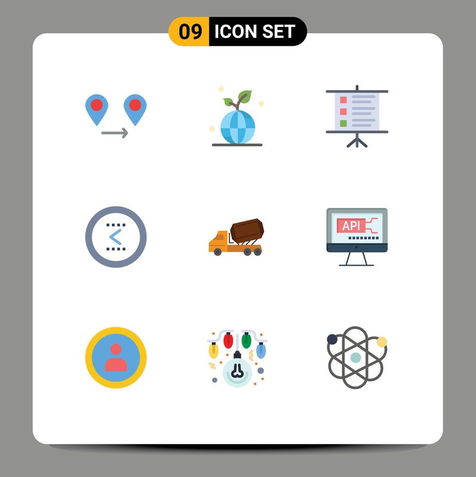 interface mobile couleur plate ensemble de 9 pictogrammes de ciment affaires précédentes cercle gauche éléments de conception vectoriels modifiables vecteur