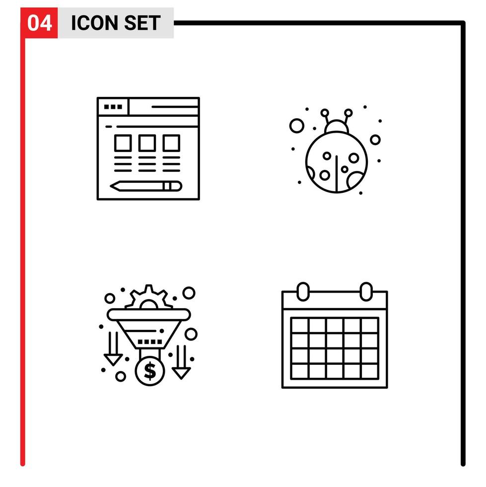 pack de 4 symboles universels de calendrier de conversion d'insectes d'argent web éléments de conception vectoriels modifiables vecteur