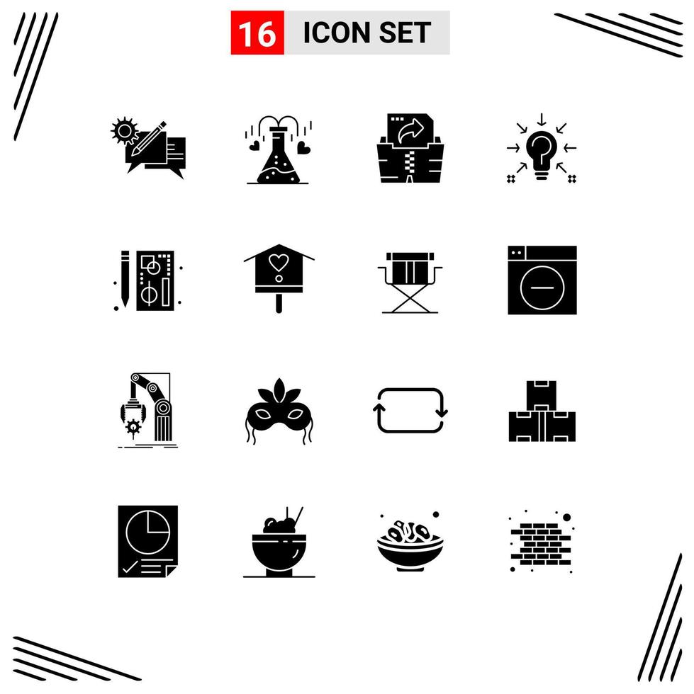 16 icônes créatives signes et symboles modernes de solution de navigateur amour idée ampoule éléments de conception vectoriels modifiables vecteur