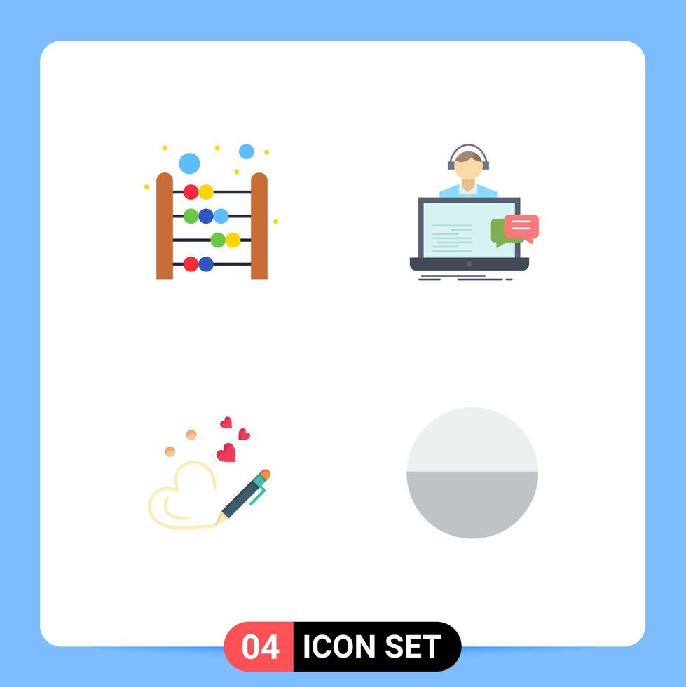 4 icône plate universelle signes symboles de stylo abaque mathématiques client cœur éléments de conception vectoriels modifiables vecteur