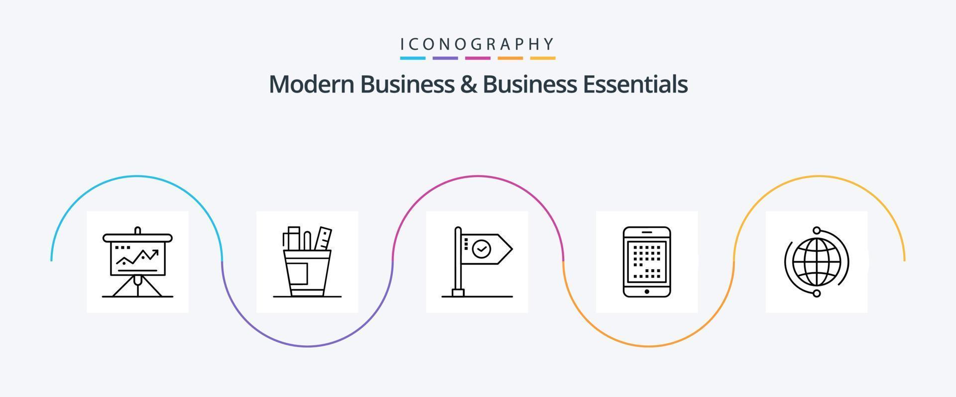 pack d'icônes de la ligne 5 des affaires modernes et des affaires essentielles, y compris le drapeau. réaliser. bureau. Succès. approvisionnement vecteur