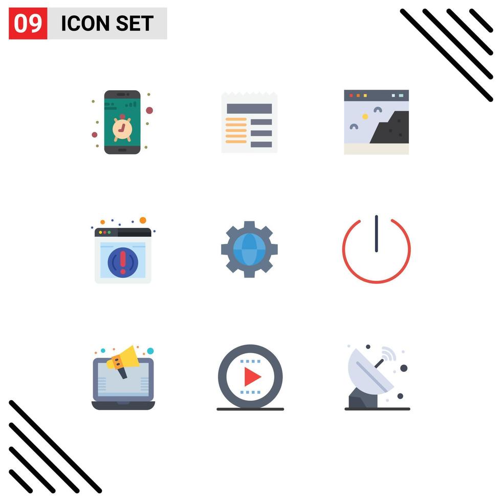 ensemble moderne de 9 couleurs et symboles plats tels que des éléments de conception vectoriels modifiables par photo d'informations d'interface utilisateur Web vecteur