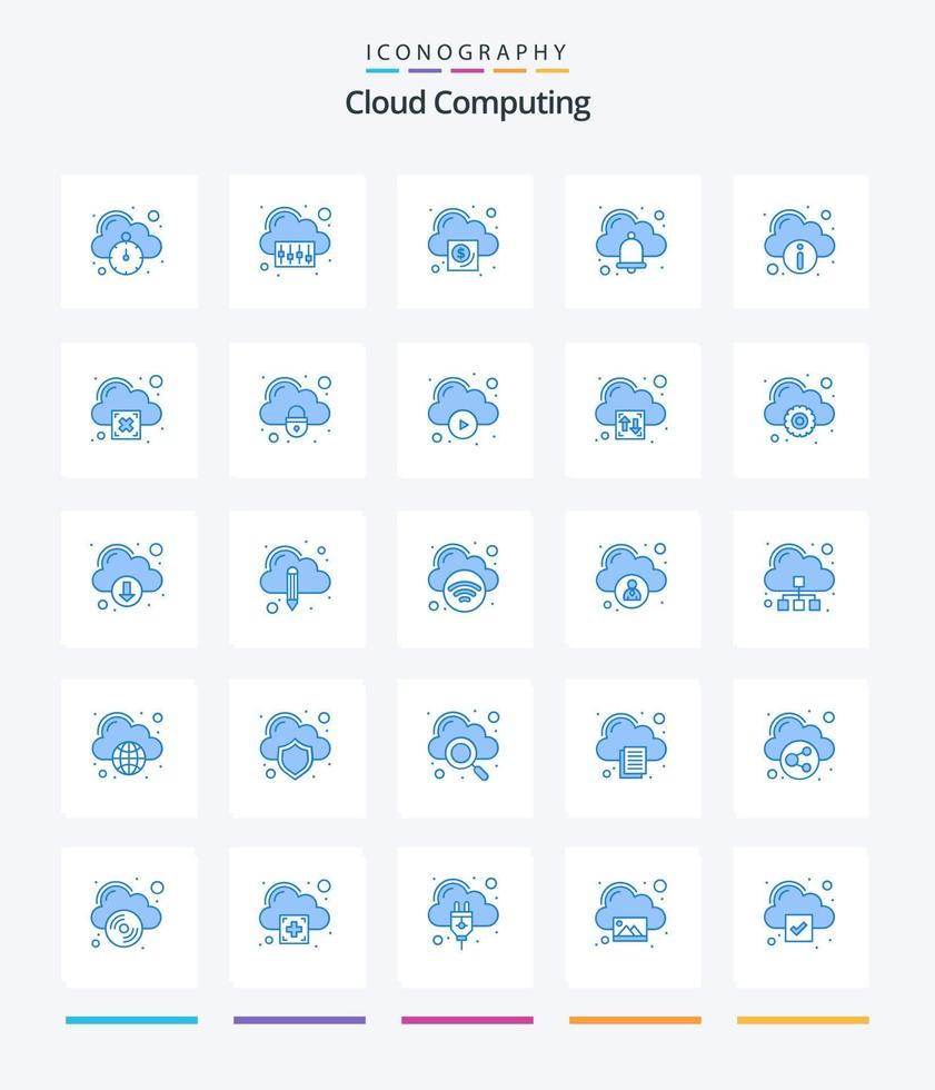 cloud computing créatif 25 pack d'icônes bleues telles que des informations. . Entreprise. alarme . cloche vecteur