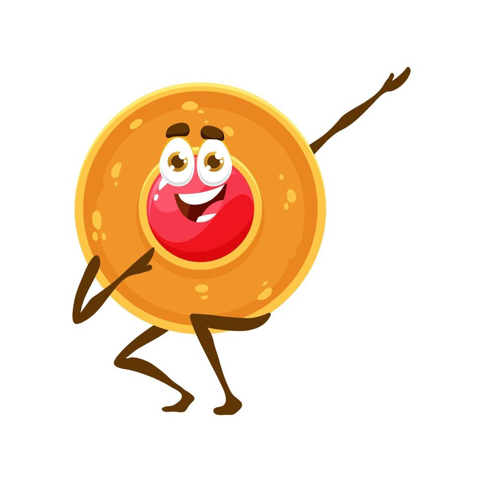 dessin animé rond biscuit friable personnage de dessert vecteur