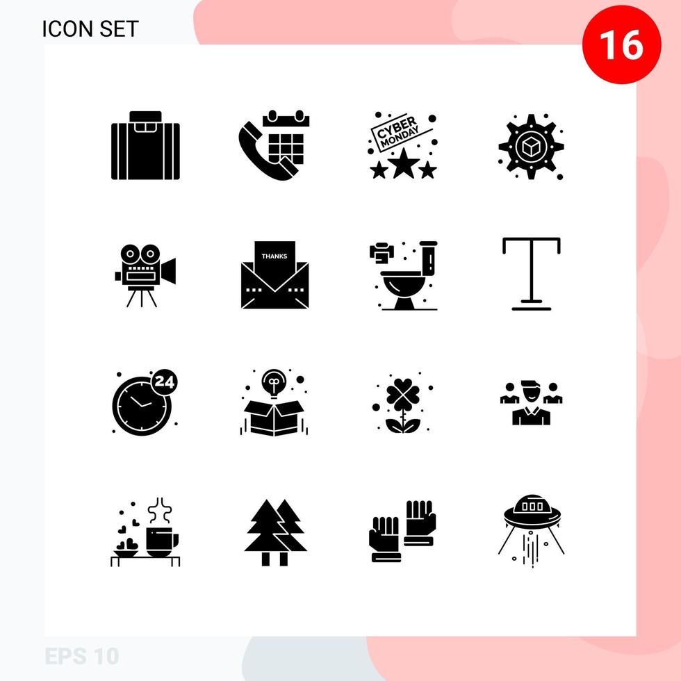 ensemble de 16 symboles d'icônes d'interface utilisateur modernes signes pour l'éducation movi évaluation caméra impression éléments de conception vectoriels modifiables vecteur