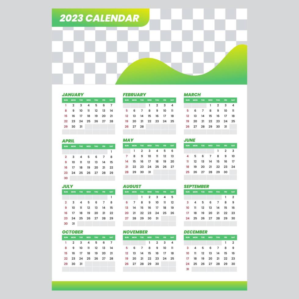 Conception de modèle de portrait de calendrier 2023 avec un style moderne vecteur