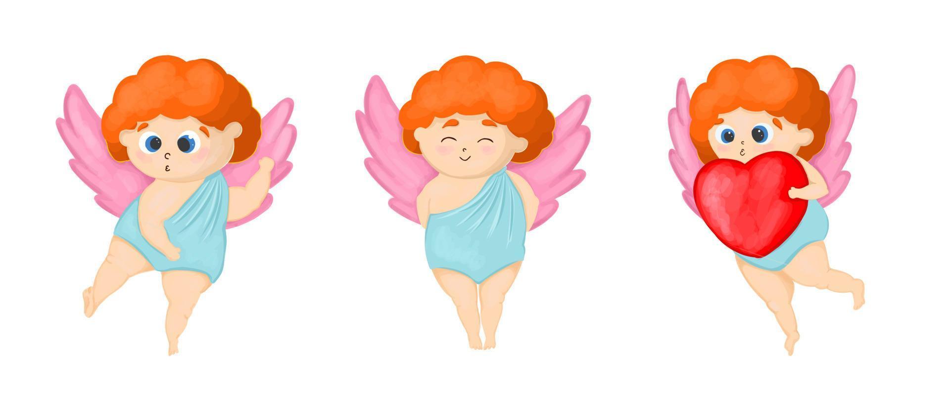 personnage mignon de cupidon avec des flèches et des coeurs. eleient de la saint valentin. ange avec des ailes. vecteur