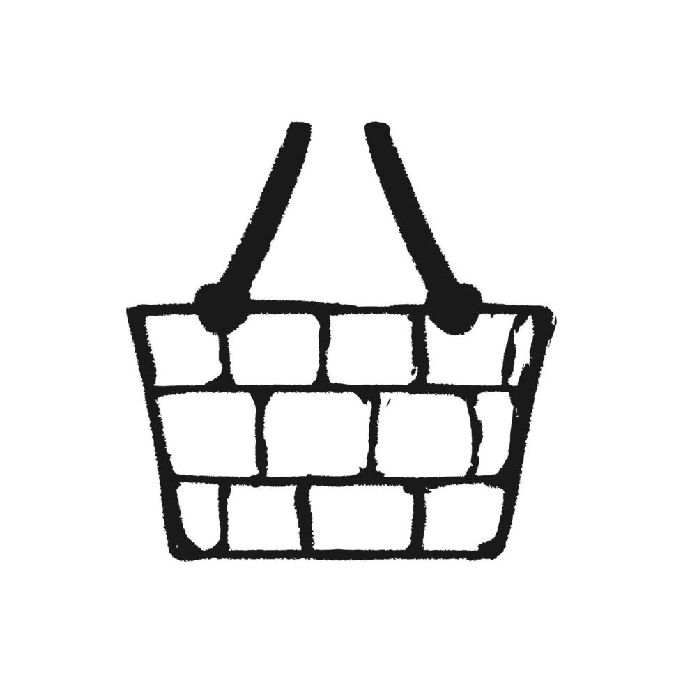 clipart de vente de doodle dessinés à la main-panier d'achat. élément de conception de magasinage. isolé sur fond blanc. vecteur