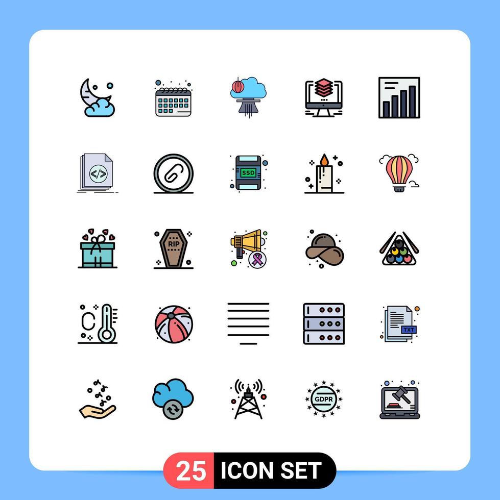 25 icônes créatives signes et symboles modernes d'éléments de conception vectorielle modifiables de guerre de conception de bombe de fichier en double vecteur