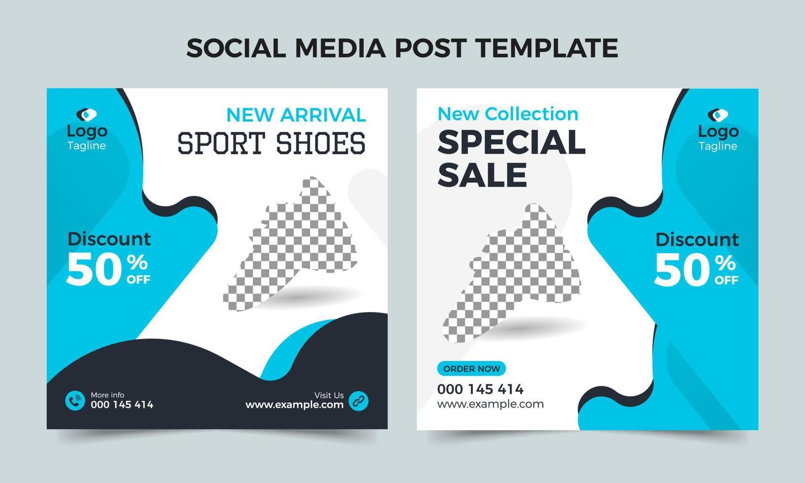 conception de bannière carrée de chaussures de mode, conception de bannière de chaussure colorée à vendre, modèle de conception de publication de médias sociaux vecteur