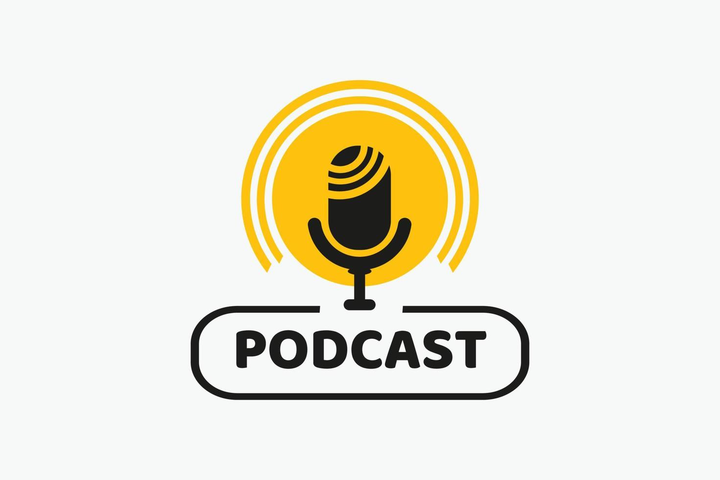 conception de badge géométrique podcast avec illustration vectorielle de microphone vecteur