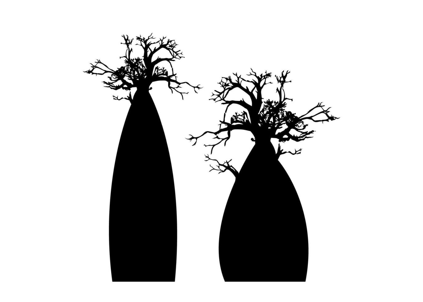 boab ou baobab arbre ensemble vecteur arbres silhouette logo concept icône, illustration signe isolé sur fond blanc
