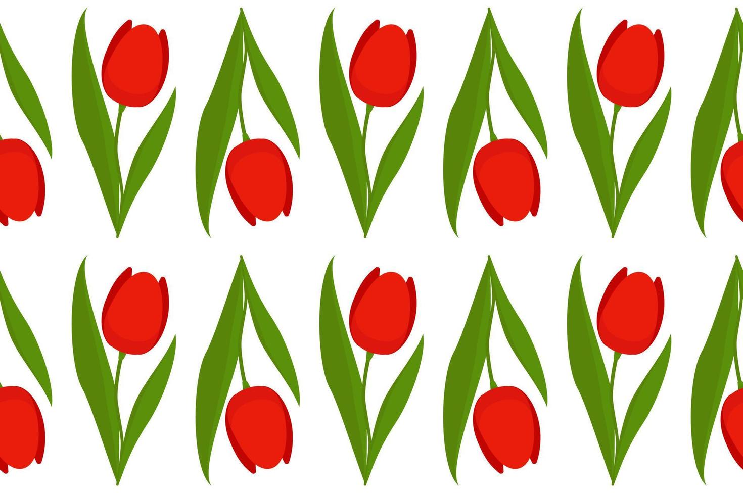 modèle sans couture avec tulipe rouge sur tige verte avec des feuilles. modèle pour cartes de voeux, bannières, tissus, emballages, papier pour la saint valentin, anniversaire, mariage. illustration vectorielle. style de bande dessinée vecteur