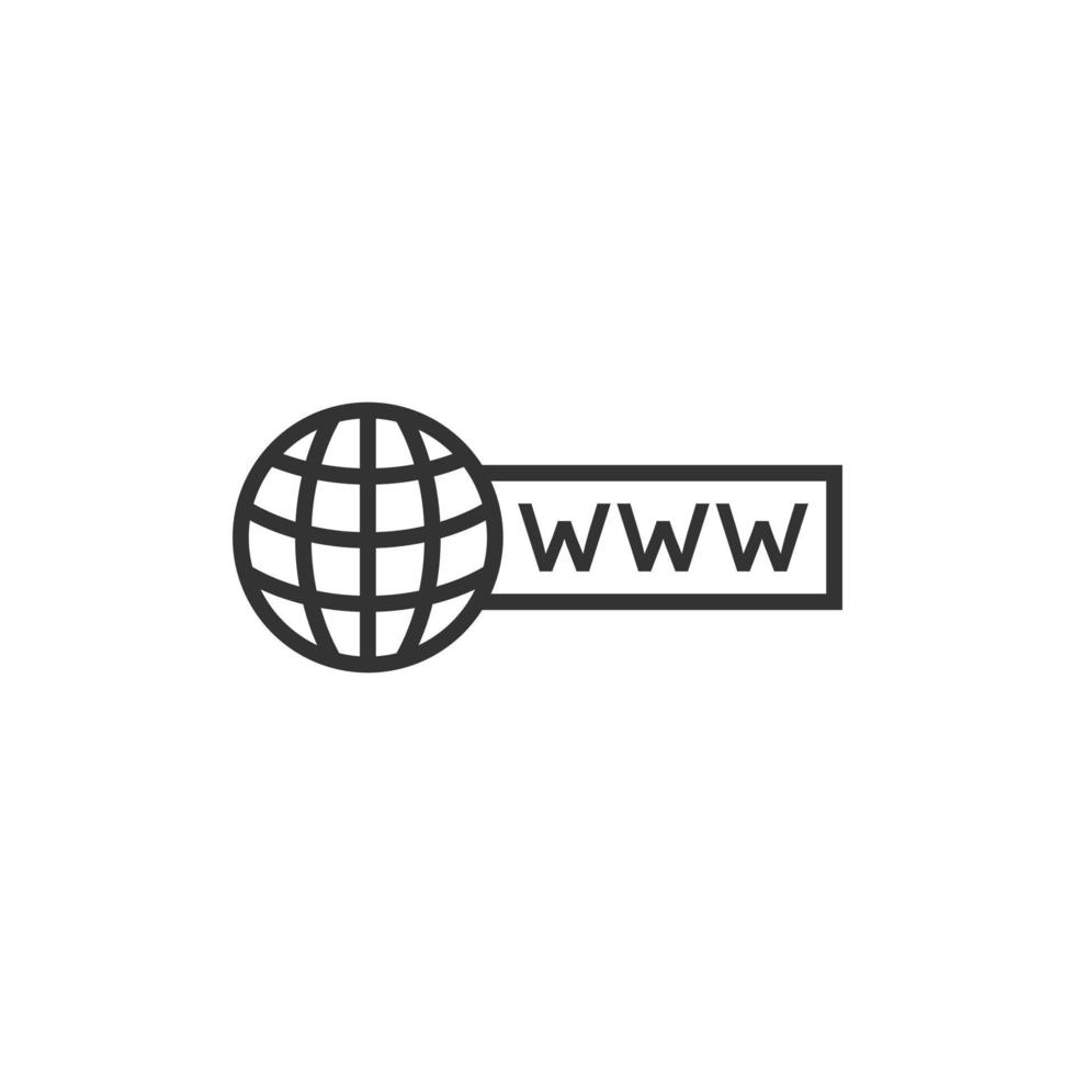 icône de recherche globale dans un style plat. illustration vectorielle d'adresse de site Web sur fond blanc isolé. concept d'entreprise de réseau www. vecteur