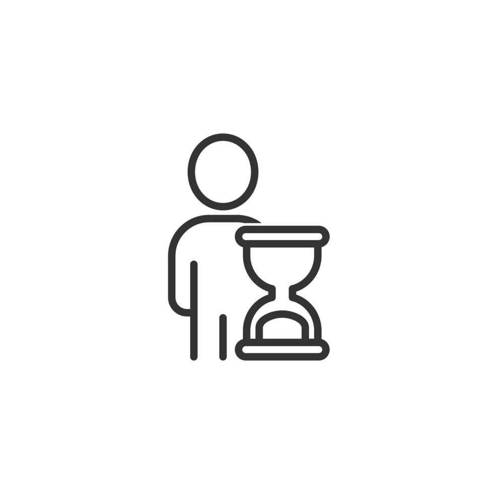les gens et l'icône de l'horloge dans un style plat. illustration vectorielle de temps utilisateur sur fond blanc isolé. concept d'entreprise d'homme d'affaires. vecteur
