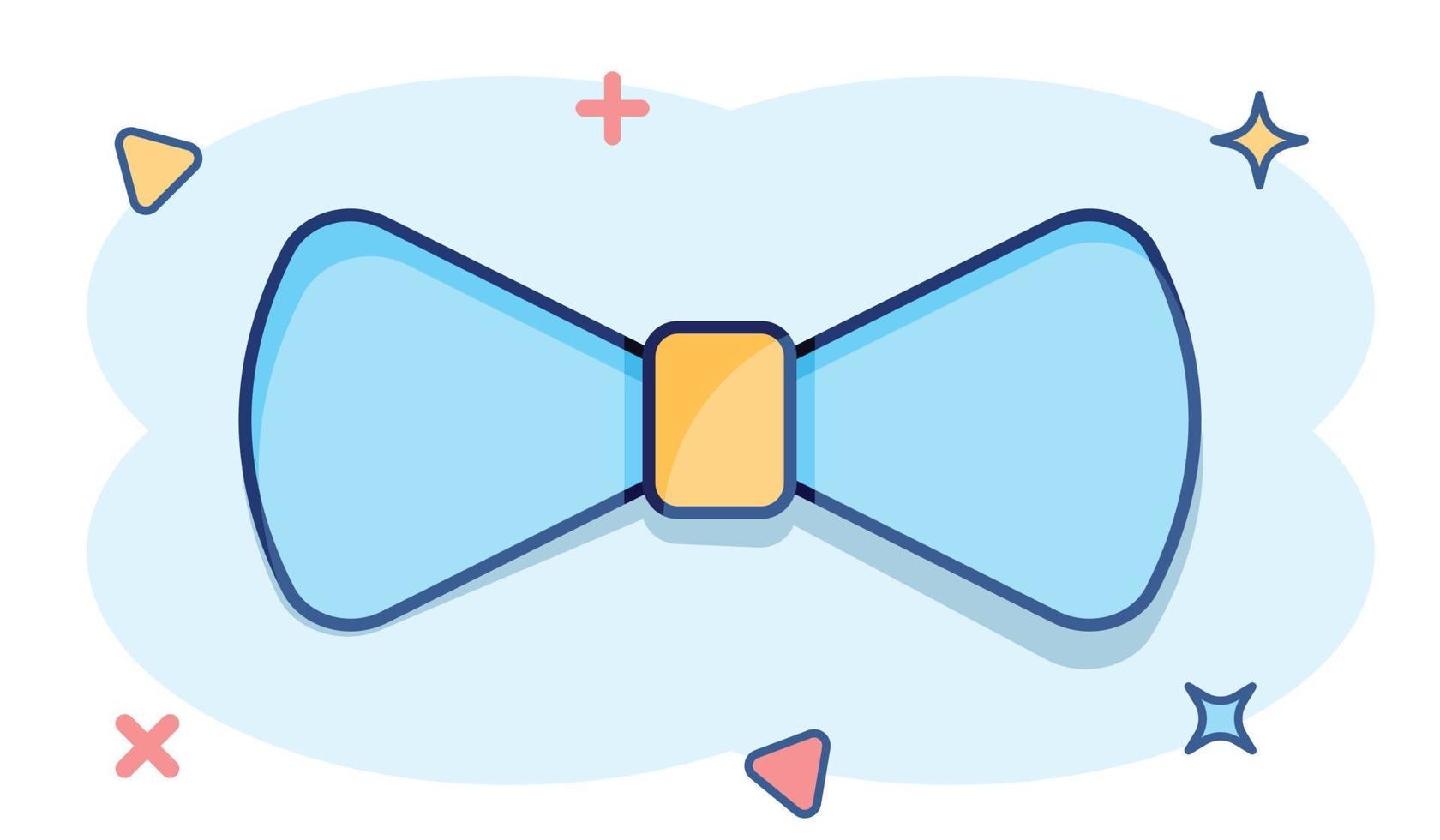 icône de noeud papillon de dessin animé de vecteur dans le style comique. pictogramme d'illustration de signe de cravate. concept d'effet d'éclaboussure d'affaires de noeud papillon.