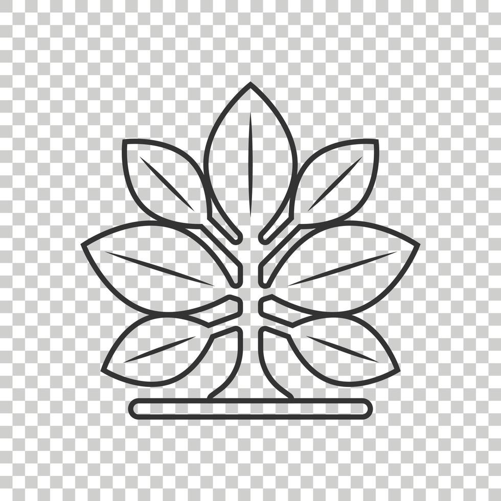 icône de feuille dans un style plat. illustration vectorielle de plante sur fond isolé blanc. concept d'entreprise de signe de fleur. vecteur