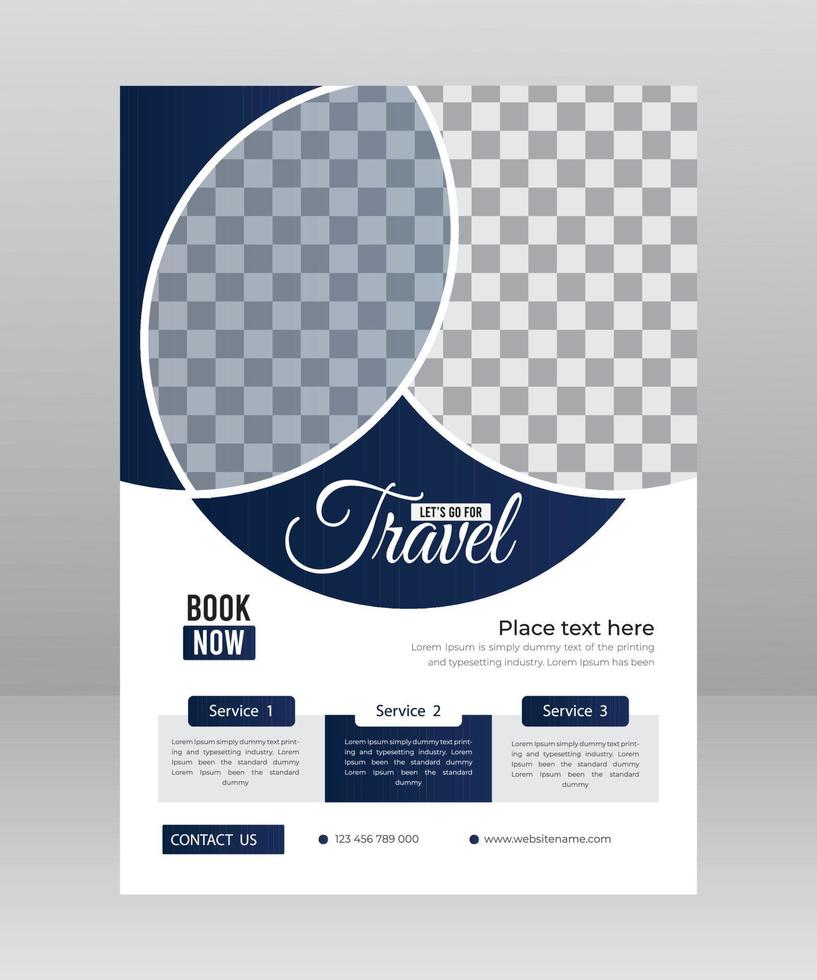 conception de flyer d'entreprise et modèle de page de couverture de brochure pour agence de voyage vecteur
