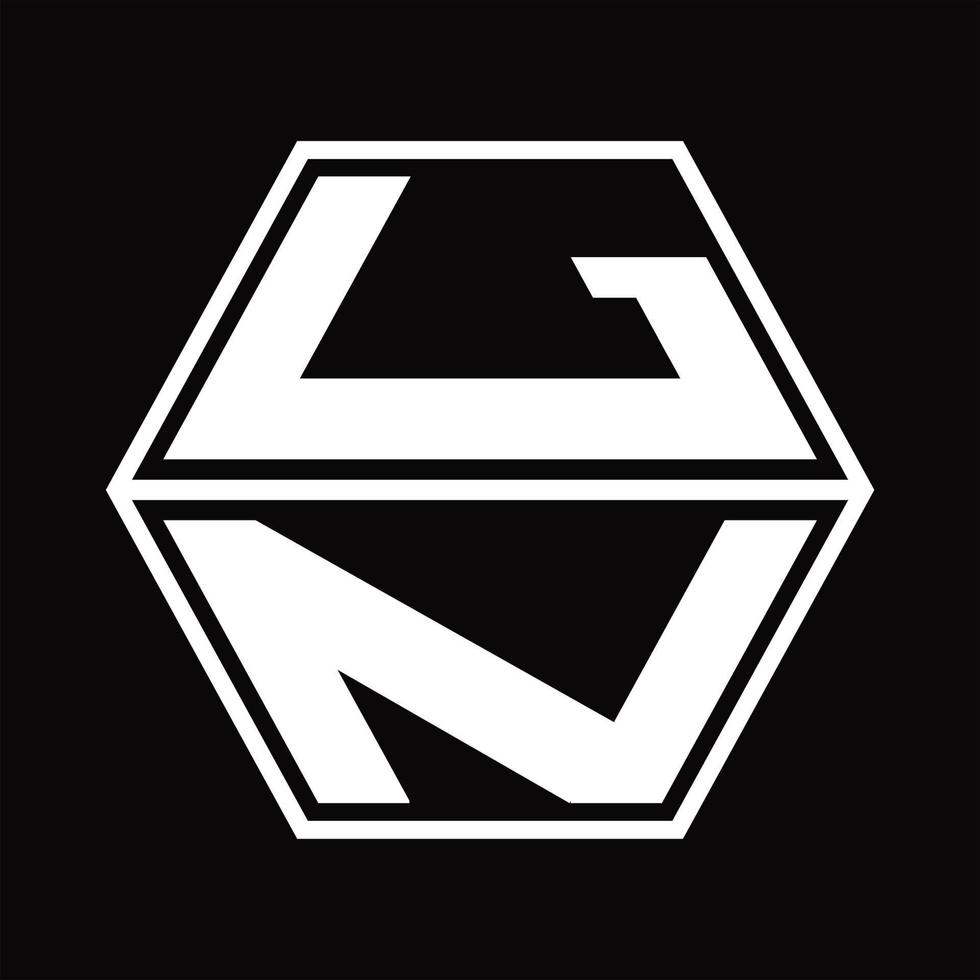 monogramme de logo ln avec modèle de conception de haut en bas en forme d'hexagone vecteur